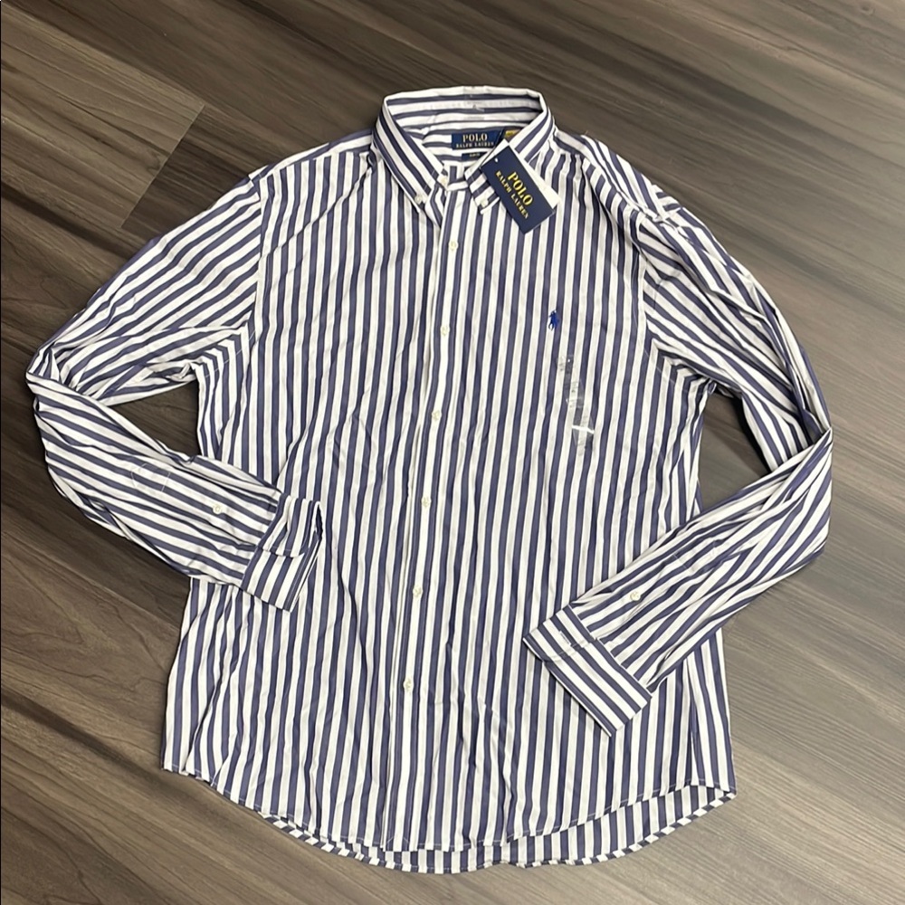 Polo by Ralph Lauren Men's Blue Striped Shirt